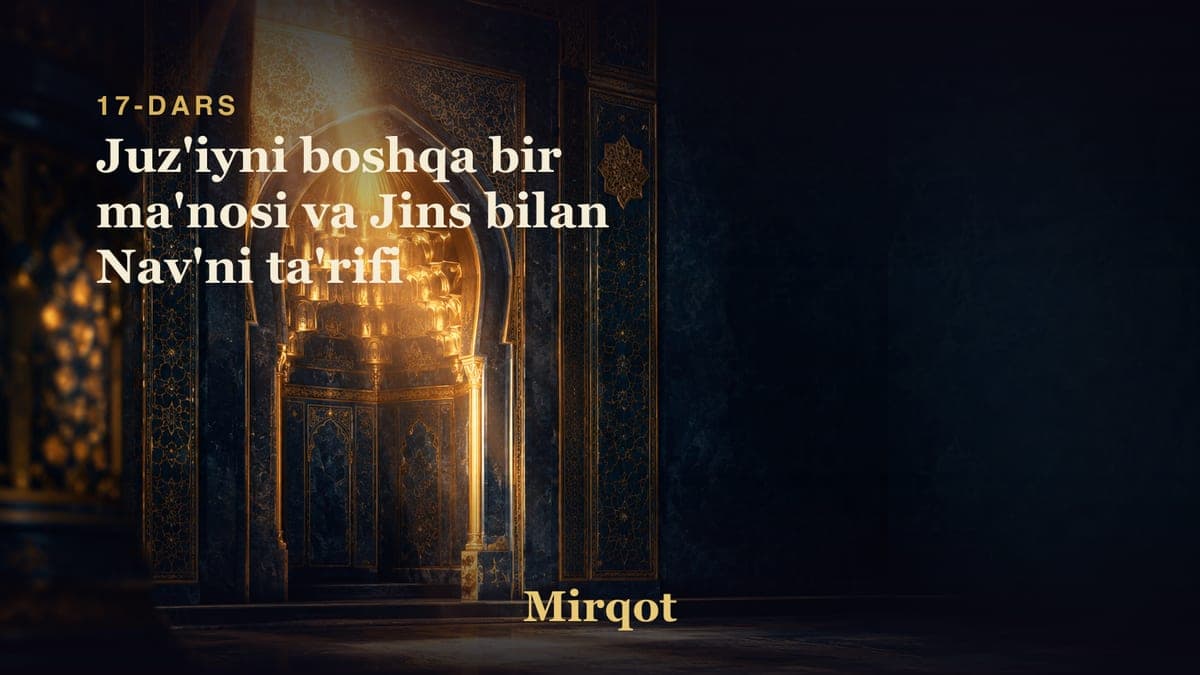 17 Juz'iyni boshqa bir ma'nosi va Jins bilan Nav'ni ta'rifi