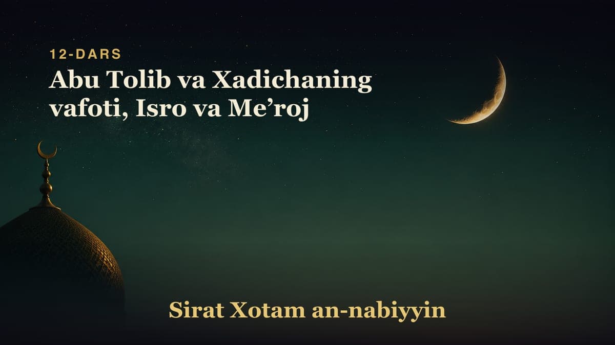 12-dars: Abu Tolib va Xadichaning vafoti, Isro va Meʼroj