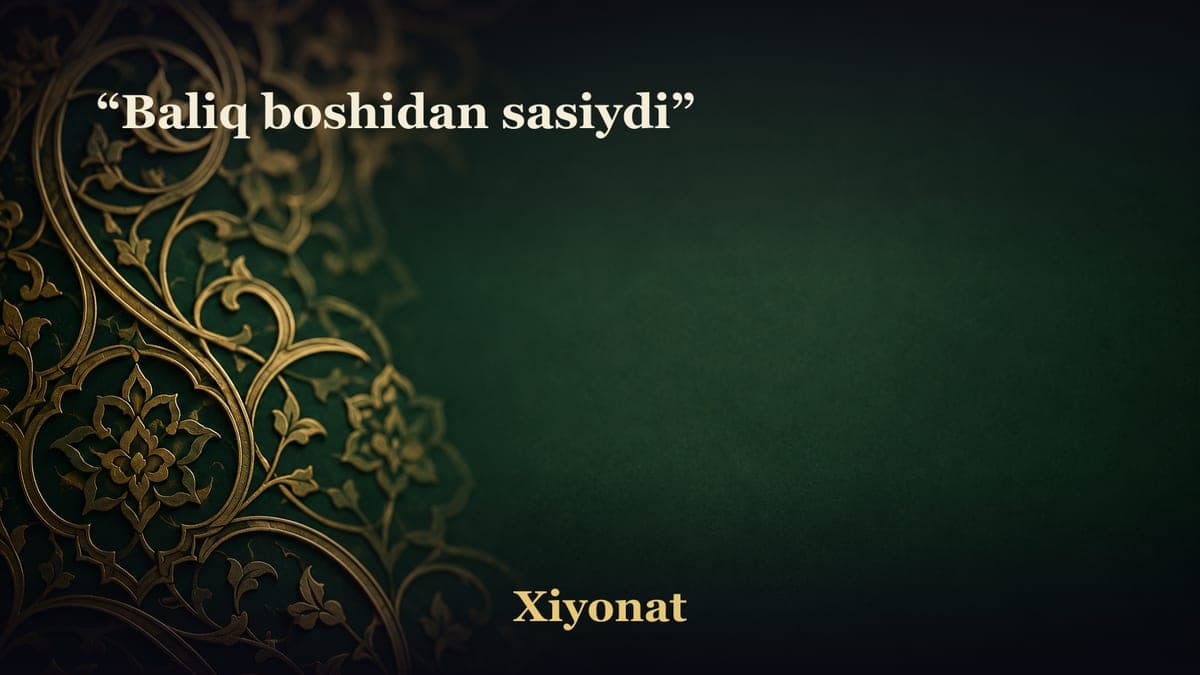 “Baliq boshidan sasiydi”