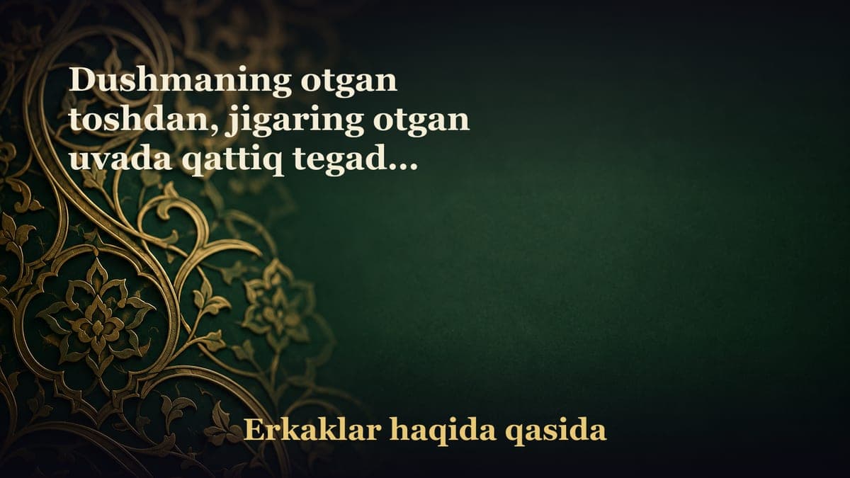 Dushmaning otgan toshdan, jigaring otgan uvada qattiq tegadi; og‘ir botadi