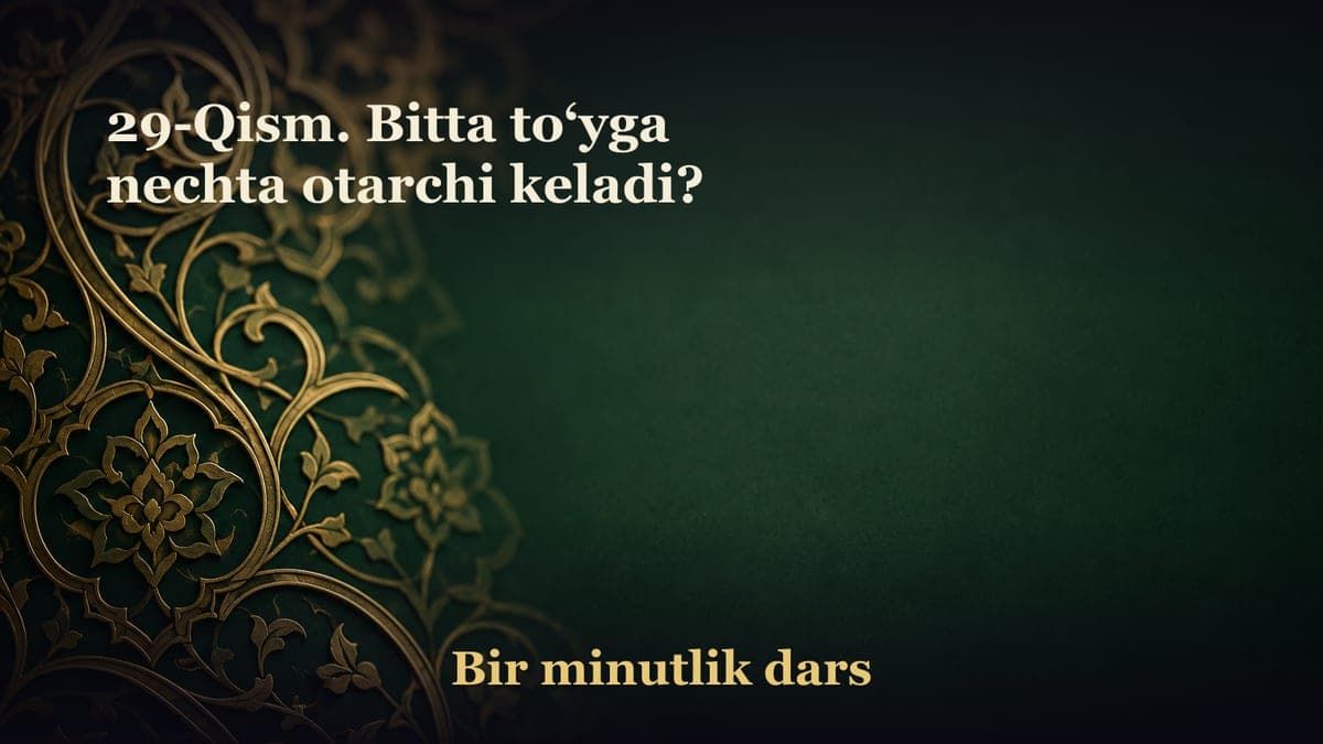29-Qism. Bitta to‘yga nechta otarchi keladi?