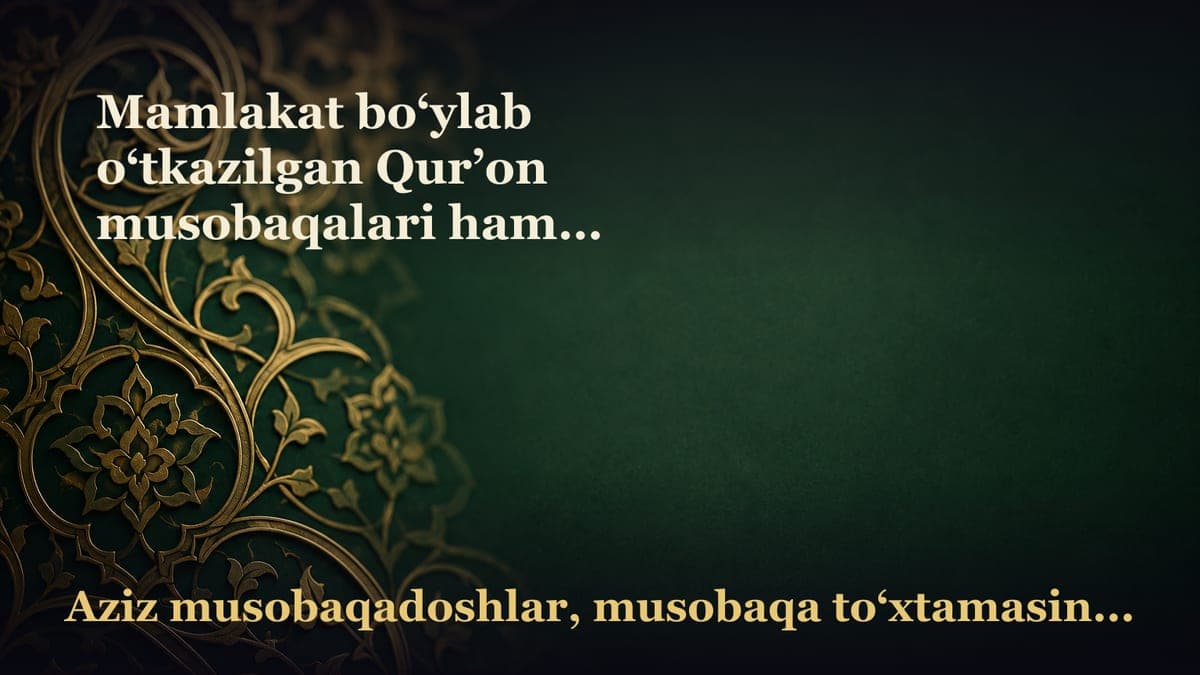 Mamlakat bo‘ylab o‘tkazilgan Qur’on musobaqalari hamda yurtdagi ijobiy o‘zgarishlar munosabati bilan Islom ahliga va…