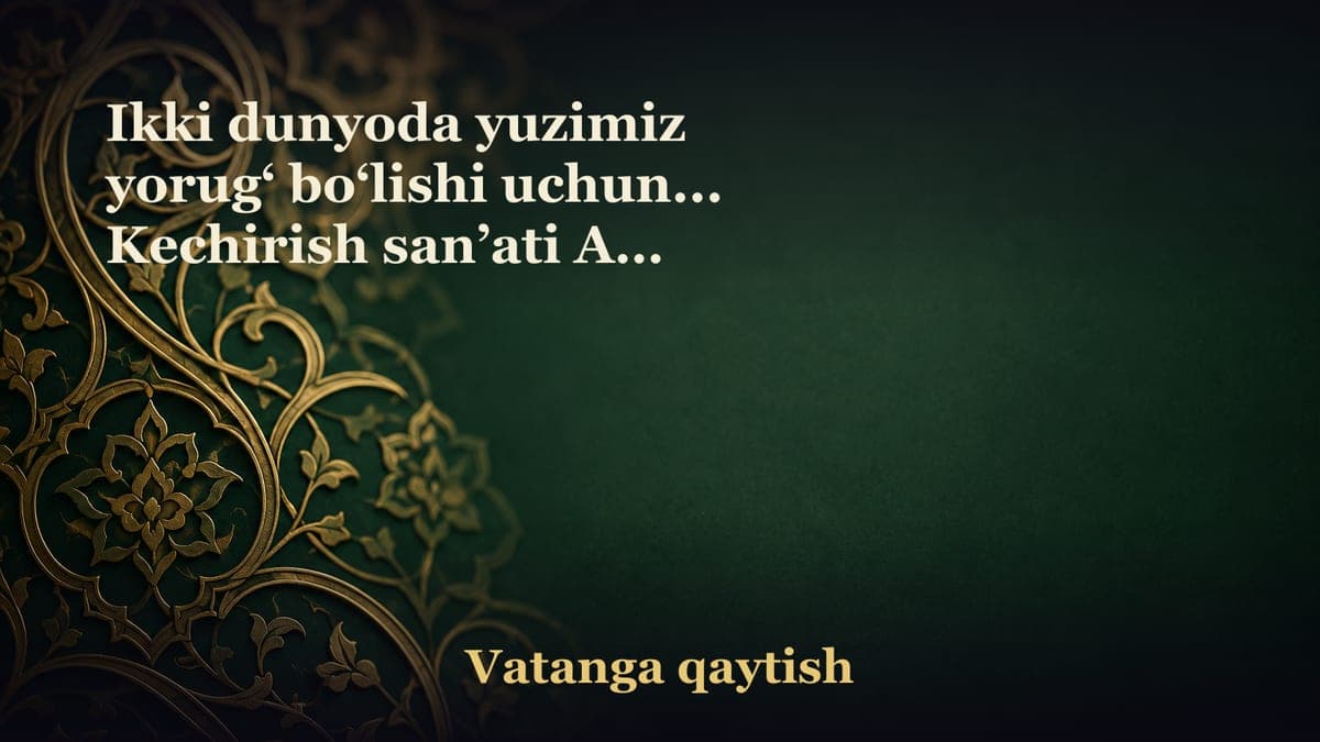 Ikki dunyoda yuzimiz yorug‘ bo‘lishi uchun... Kechirish san’ati Afv etishni Islomdan o‘rganing! Qo‘li qonga botgan…