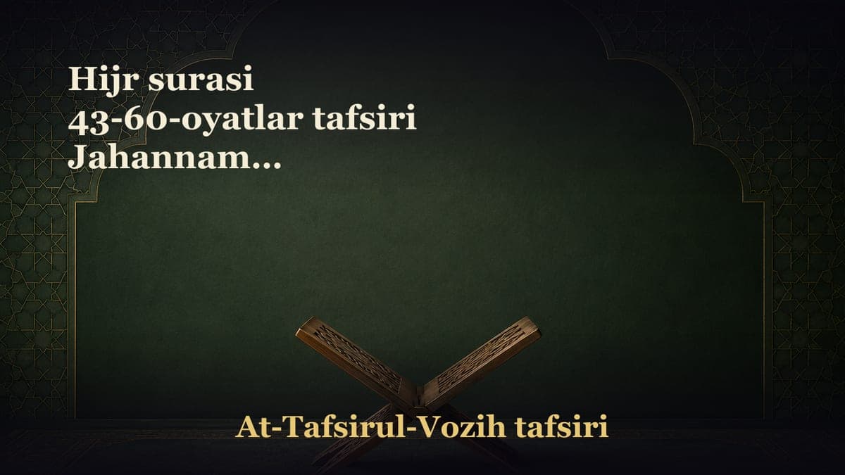 Hijr surasi 43-60-oyatlar tafsiri Jahannamga kiruvchilarning ko‘pligi Jannatga kirishdan oldingi poklanish Qalbi…
